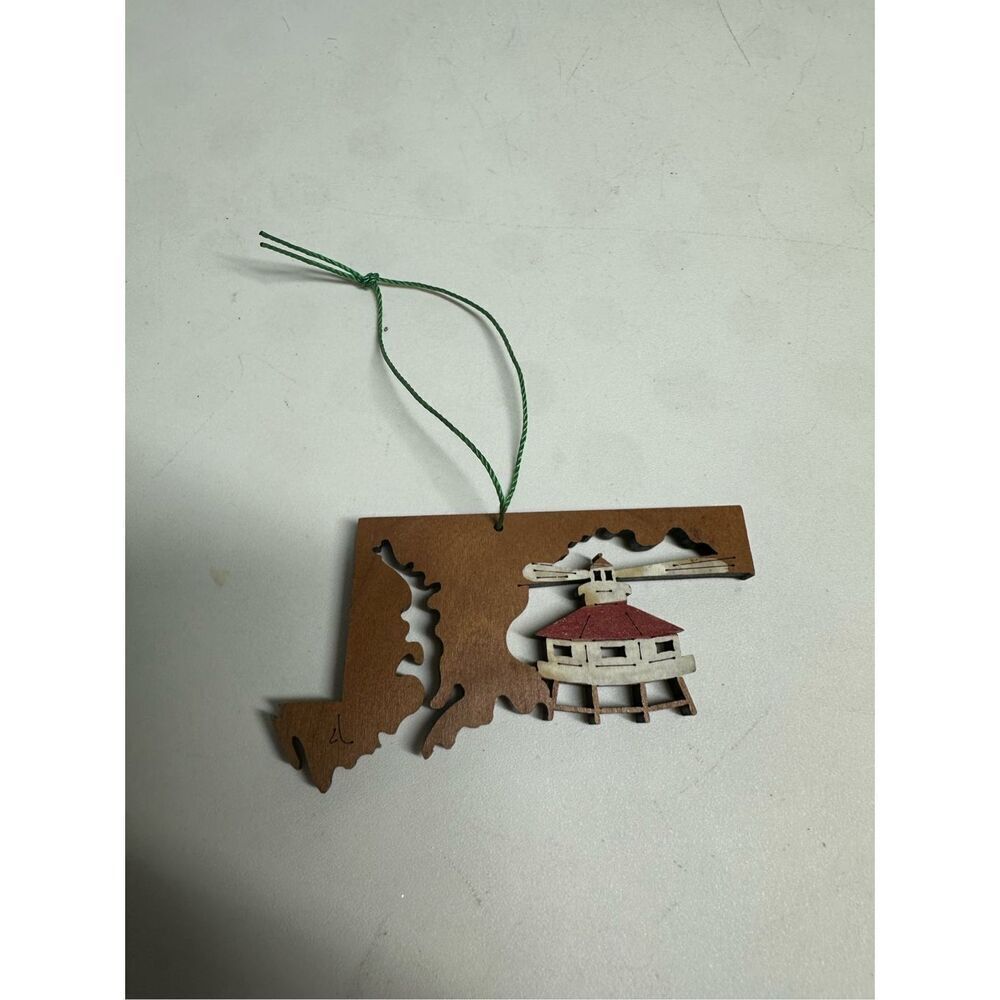 J. Alberg Designs "Wonderful Wooden Maryland Lighthouse" Hand Cut Cherry Wood